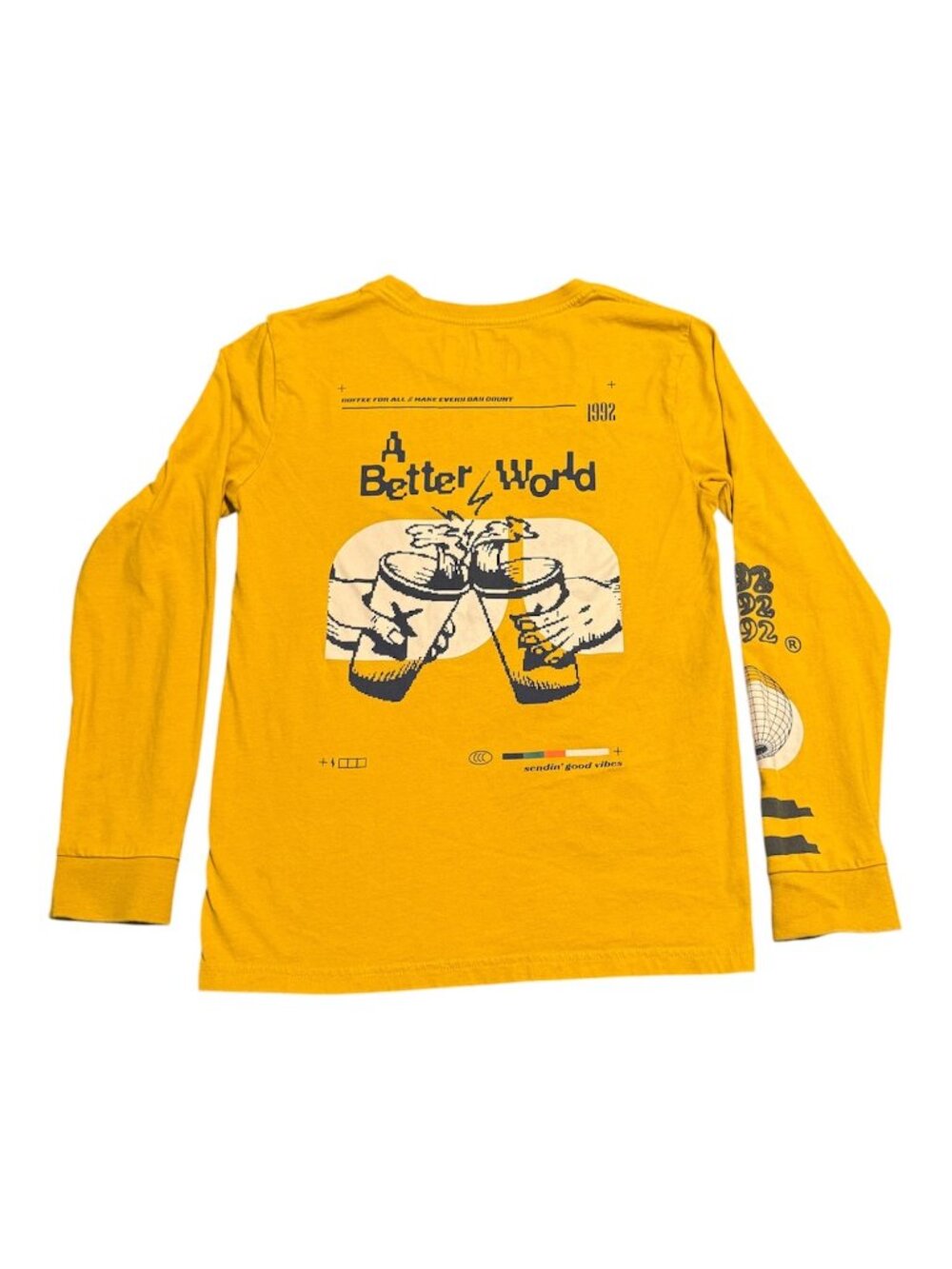 Dutch Bros Coffee Women Better World 1992 Gold E235 Long Sleeve Shirt Sz S *Read
